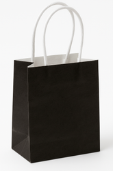 Black Kraft Paper Gift Bag with Handles - 5 Inches